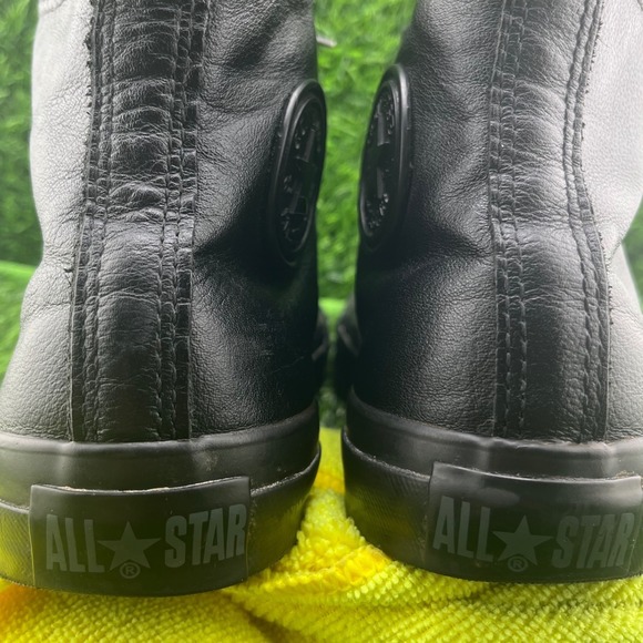 Converse Chuck Taylor All Star Leather High Top Sneakers Black Mens 7.5 Womens 9 - Picture 4 of 12